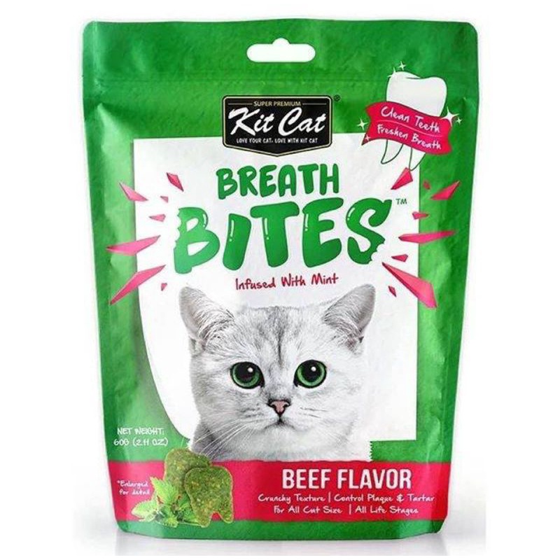 KIT CAT BREATH BITES SNACK KUCING 60g BEEF FLAVOR