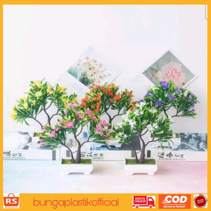 BUNGA PLASTIK RANTING + POT POHON HIAS BUNGA PLASTIK BUNGA DEKORASI ARTIFISIAL BP8820