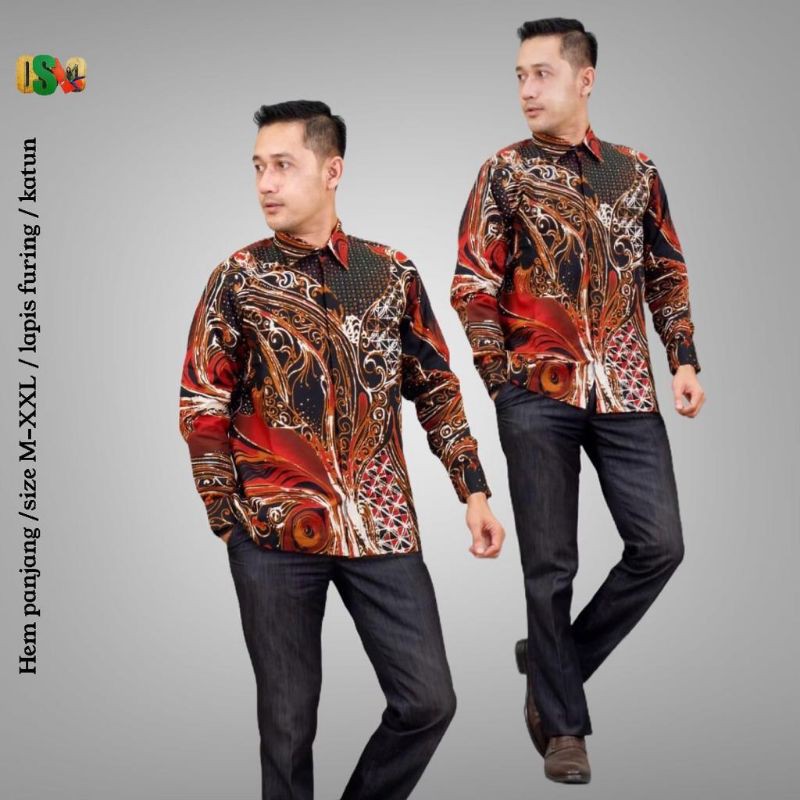 Abstrak baju batik pria furing slim fit