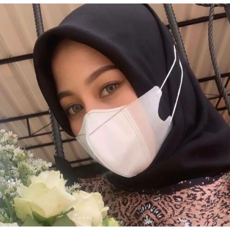 MASKER DUCKBILL HIJAB PUTIH / MASKER DUCKBILL HIJAB HITAM MURAH  ISI 50/BOX
