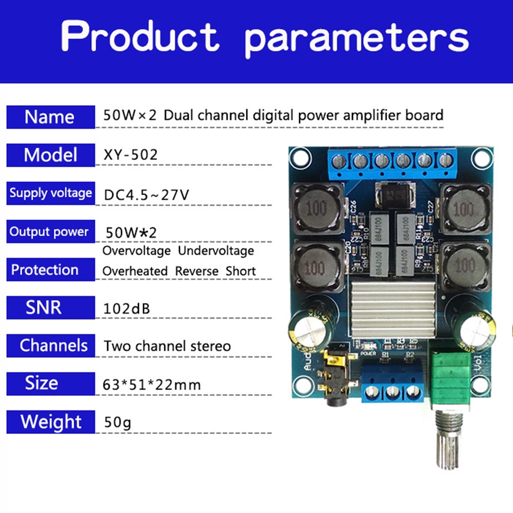 Penguat Daya Stereo Tpa3116 Tpa3116 D2 50w+50w Dual Channel Dc4.5-27V 50wx2