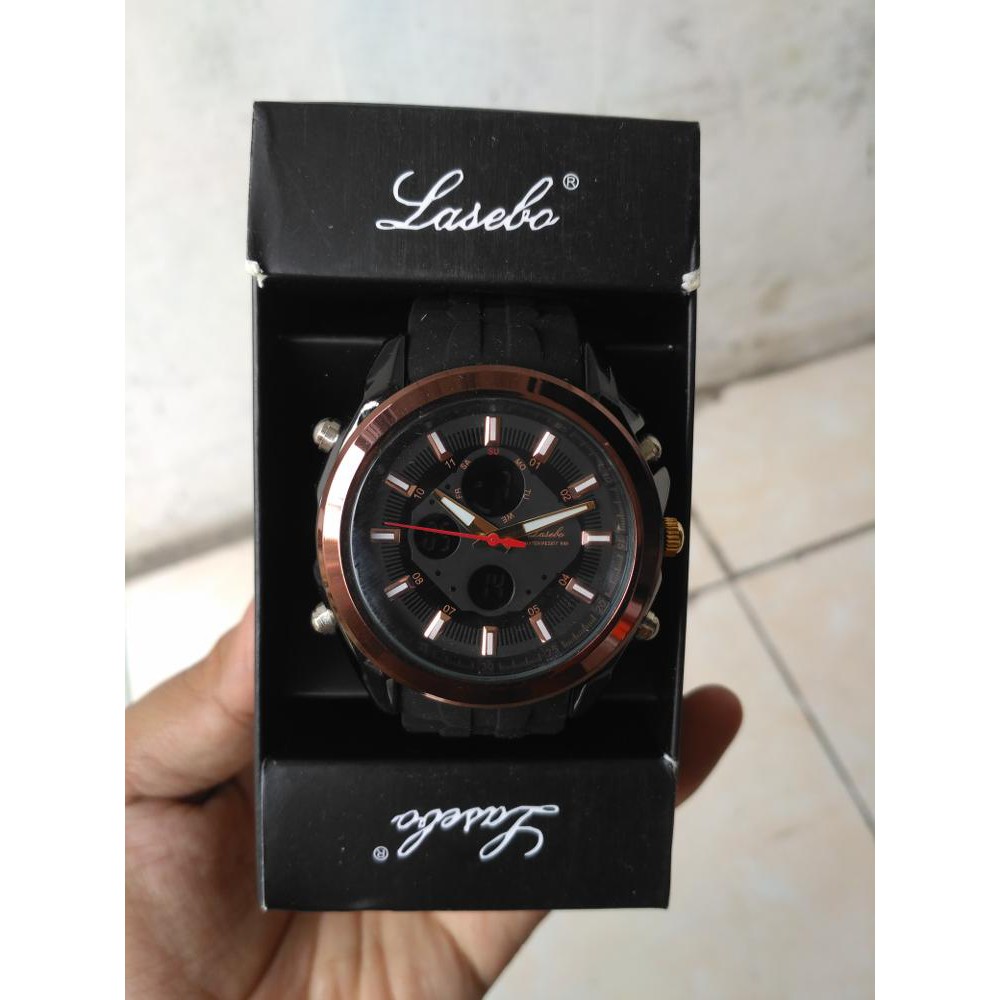 Jam Tangan Pria Lasebo LSB 821 Hitam List Rose Gold Original