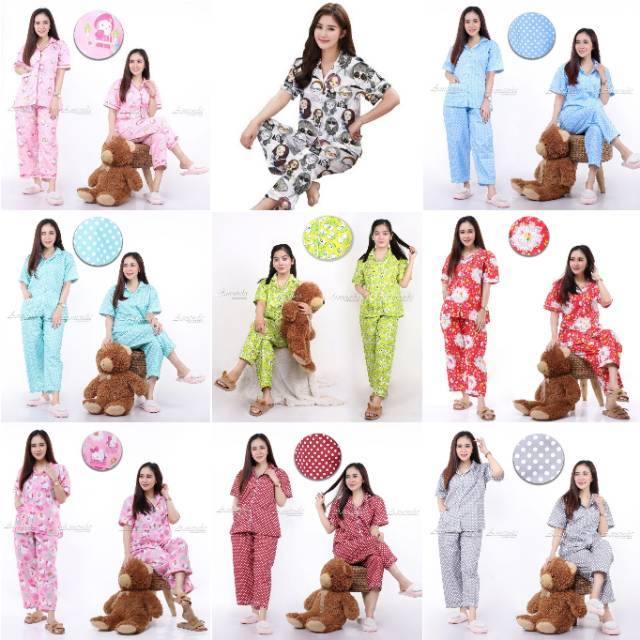 BAJU TIDUR WANITA PIYAMA DEWASA CP LENGAN PENDEK KATUN BAJU TIDUR WANITA PIYAMA DEWASA CP LENGAN PENDEK KATUN