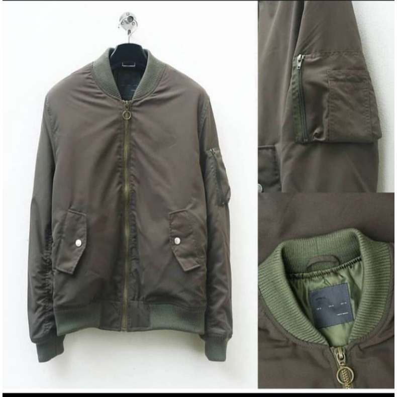 Zara Man Bomber jacket Olive,black
