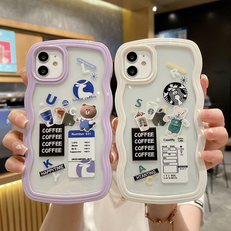 (2 In 1) Casing iPhone 11 12 13 Pro MAX X XR XS MAX Motif Beruang Lucu