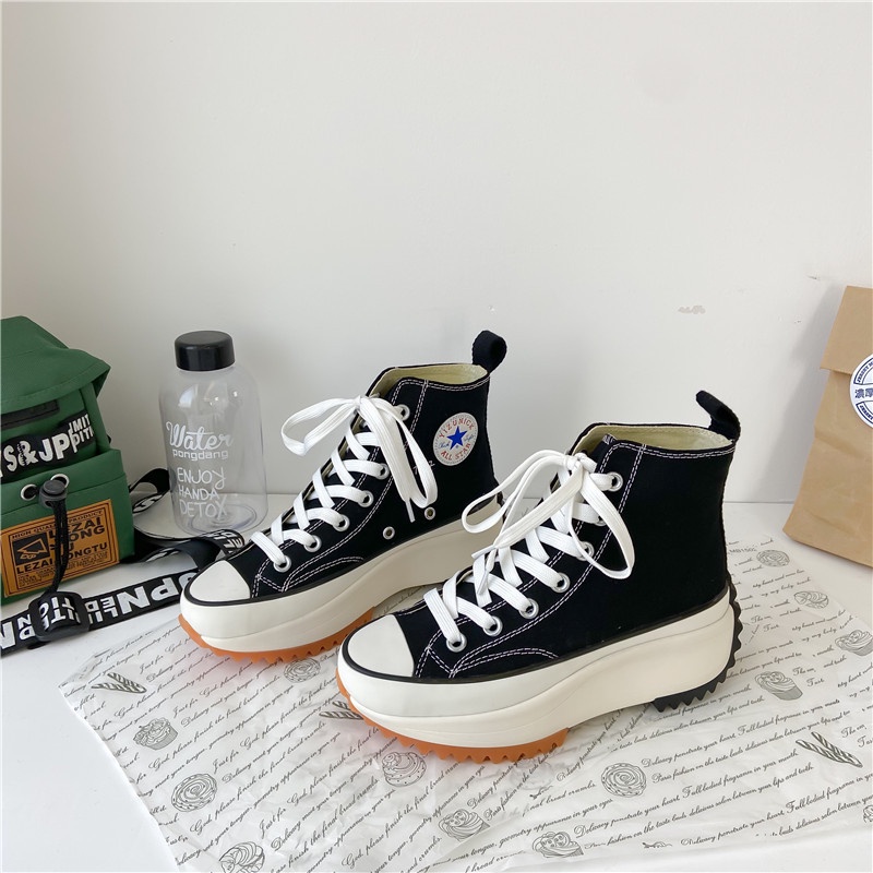 COD Sneakersdaily 560 Sepatu Sneakers Kanvas Hak Tinggi Wanita Premium