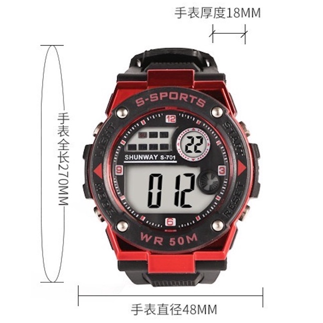 DIGITAL SPORTS WATCH S701 JAM TANGAN OLAHRAGA PRIA DIGITAL STOPWATCH ALARM LAMPU LED TAHAN AIR