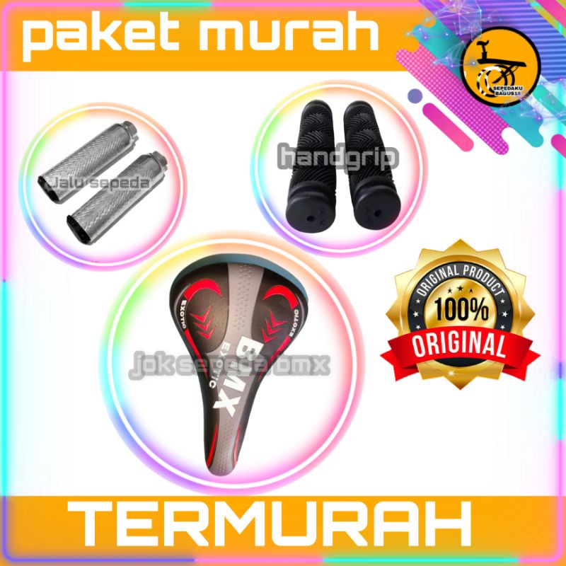 paket sperpat sadel bmx sepeda sadel jok sepeda BMX exotic Jalu sepeda handgrip sepeda murah lebay s