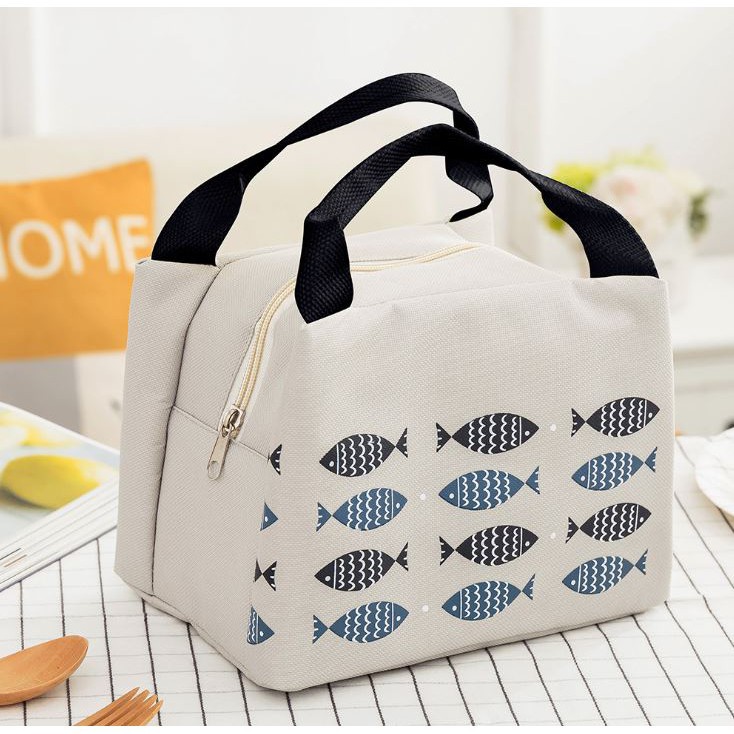 BABY STORE01 - TB106 WATERPROOF TRAVEL LUNCH BAG FISH PATTERN / TAS BEKAL TAHAN PANAS &amp; DINGIN