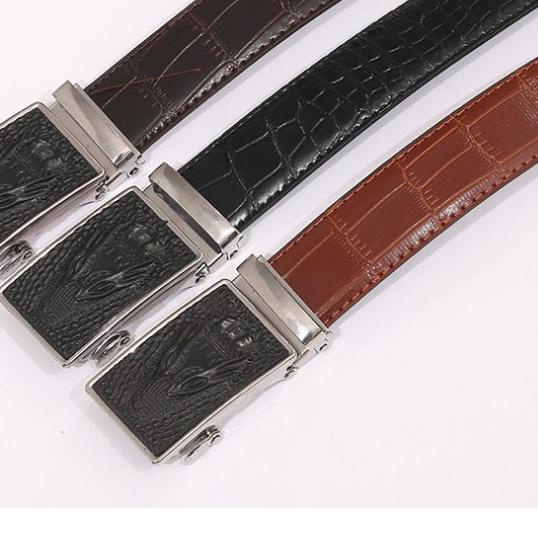 ➪ [Premium Croile men belt] ikat pinggang pria model rel matic semi kulit buaya hitam cokelat ▲