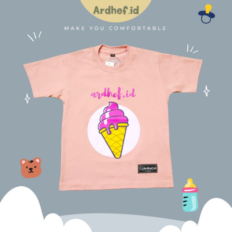 Kaos Anak Perempuan/Baju anak perempuan gambar Ice Cream Warna Salem Murah