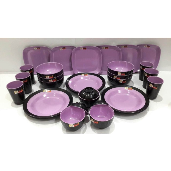 L.Maryanne Paket Rosemary Ungu Tosca Set Peralatan Makan Melamin Goldendragon