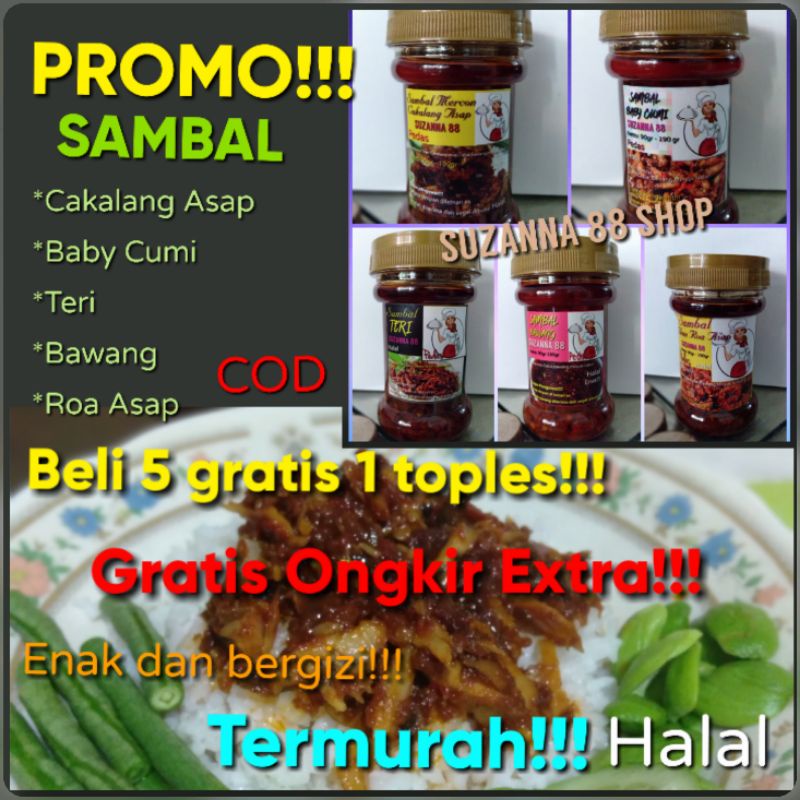 Promo : Sambal,baby cumi , teri, teri medan ,cakalang asap, Bajak Tongkol, Roa, bawang