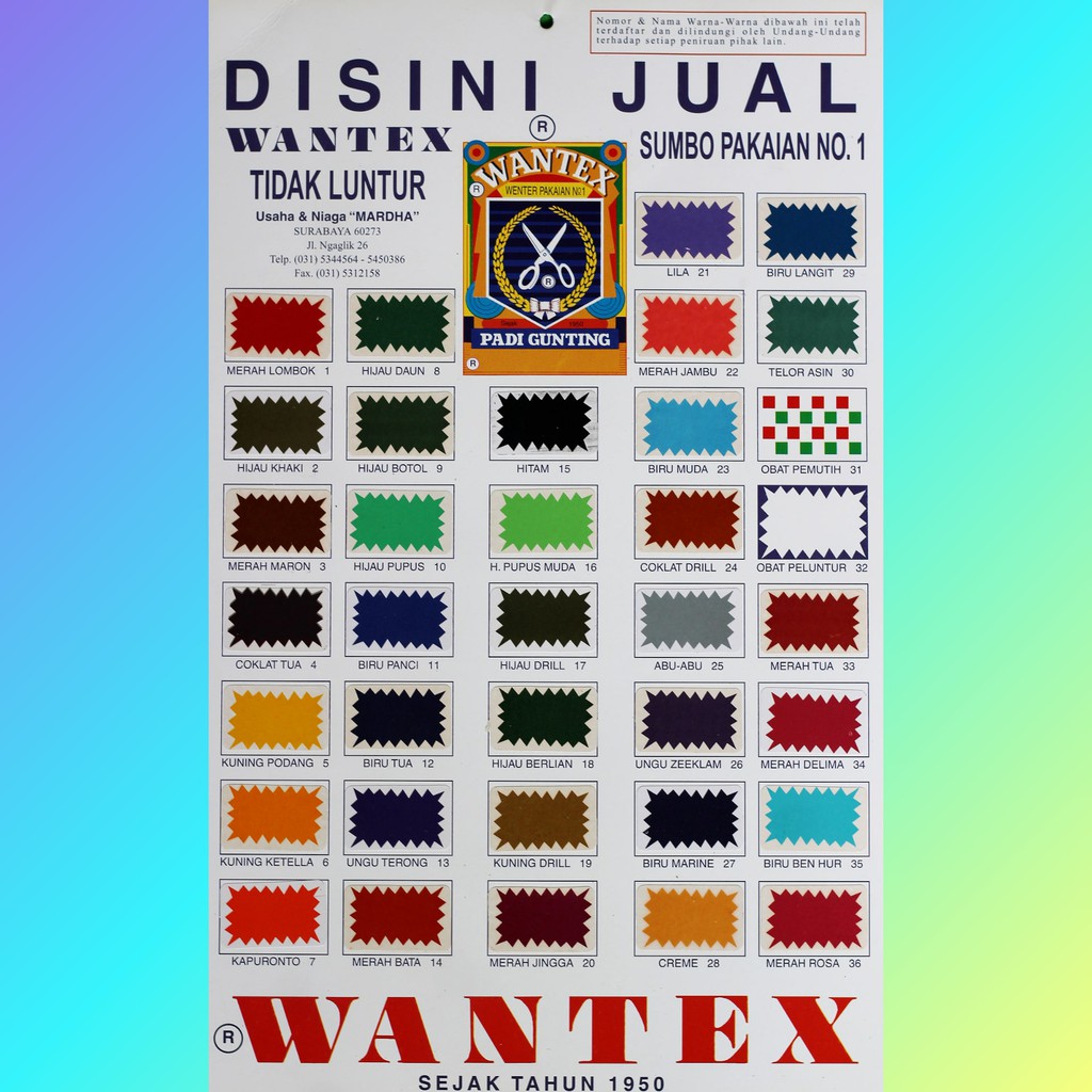 Wantex Pewarna Pakaian Isi 10 Bks/Ikat Sumbo No.1 Sejak 1950