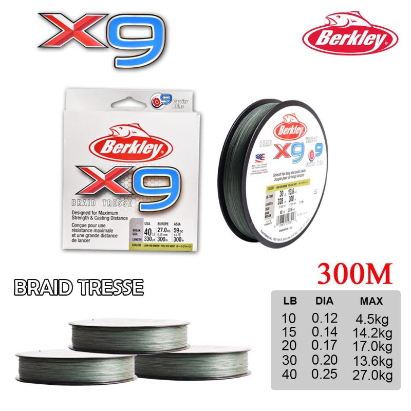 Senar PE Braid Berkley X9 Braid Tresse 330yd 300m