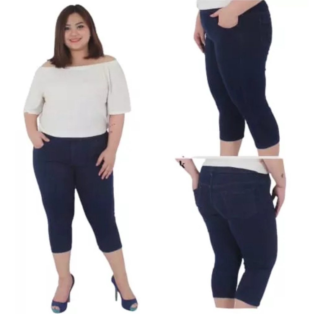 Celana Jeans Wanita 7/8 Full Pinggang karet Street Melar Halus