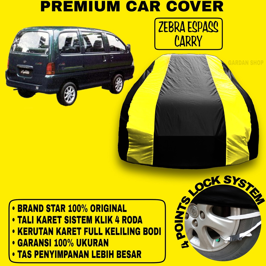 Body Cover ZEBRA ESPASS CARRY Sarung Strip KUNING Penutup Pelindung Bodi Mobil Zebra Espass Carry PREMIUM