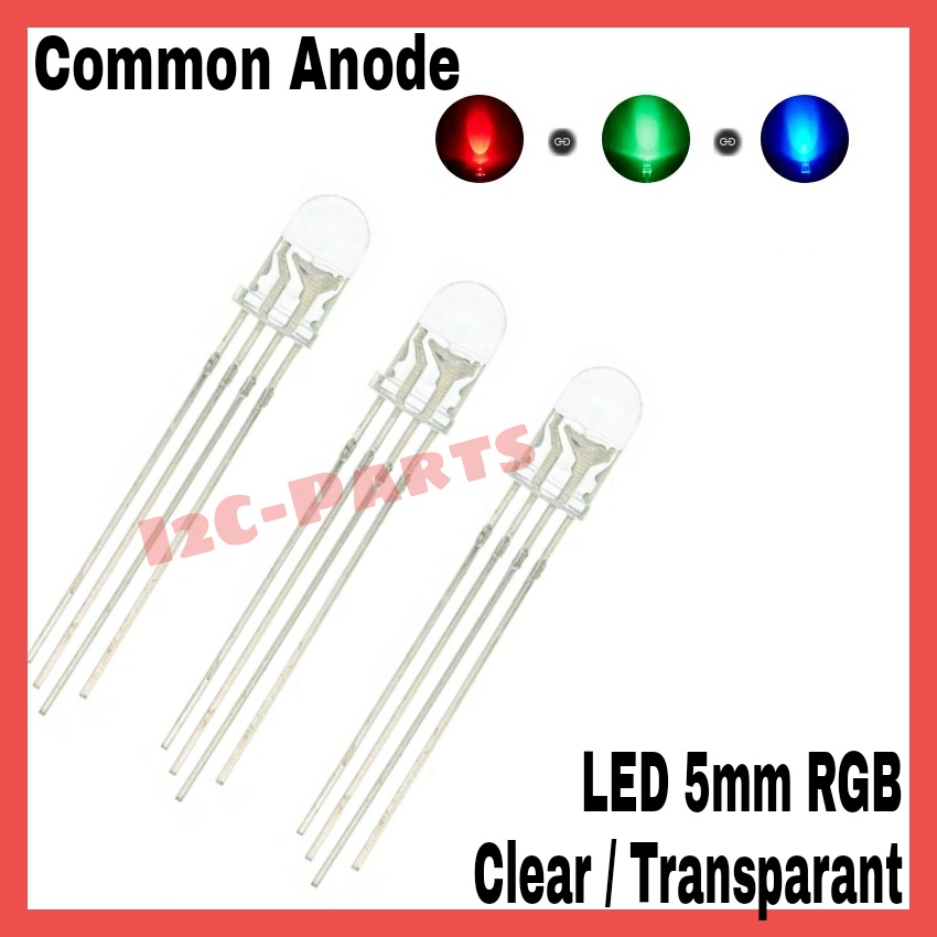 LED RGB Common Anode 4P Clear Round Hat Red Green Blue 5 mm Transparan