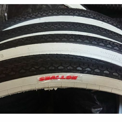 ban luar sepeda jengki balap jadul 26 x 1 3/8 hitam list putih swallow