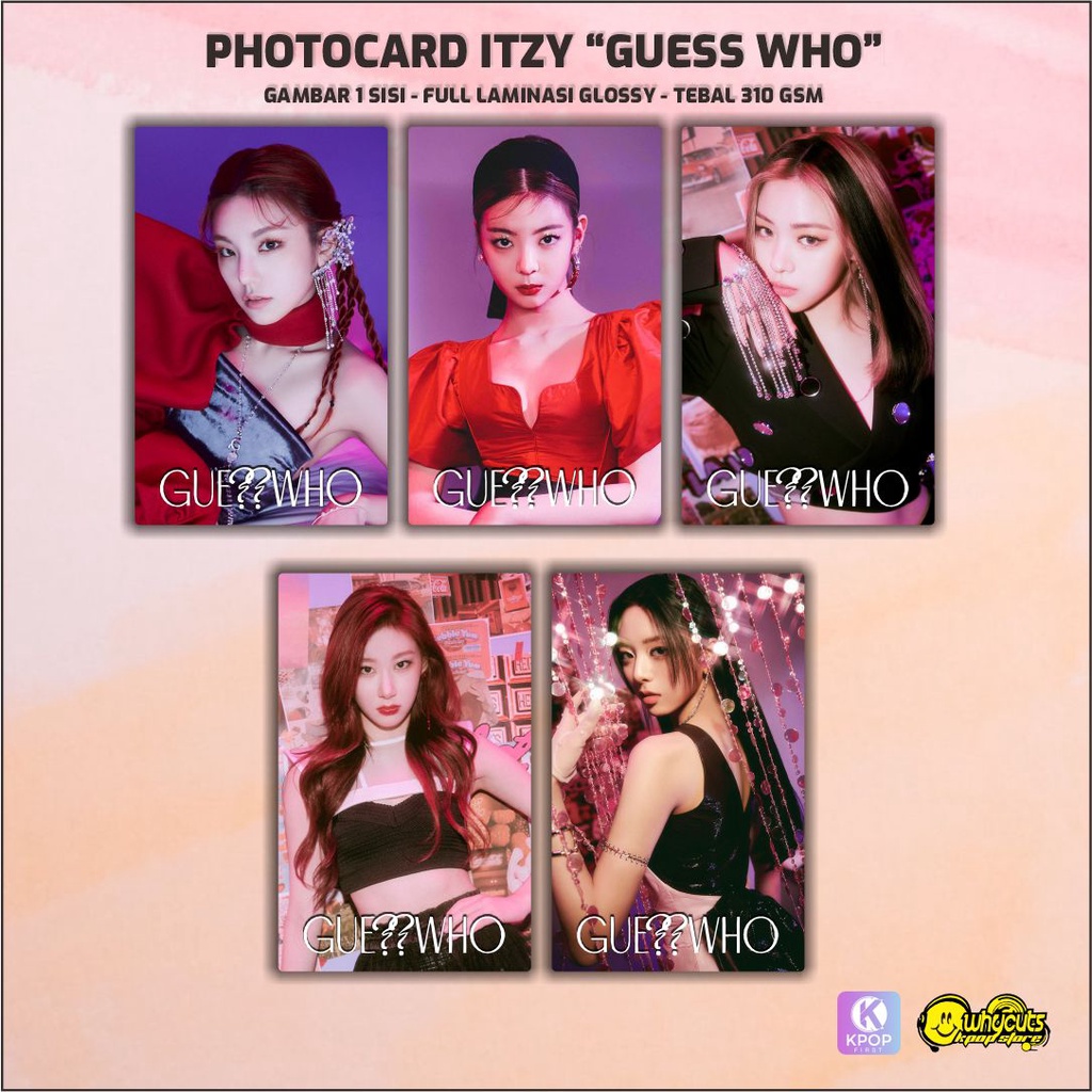 PHOTOCARD FULL SET KPOP ITZY / PRINT 1 SISI / FULL LAMINASI GLOSSY / ANTI AIR DAN TIDAK LUNTUR / ISI 5PCS