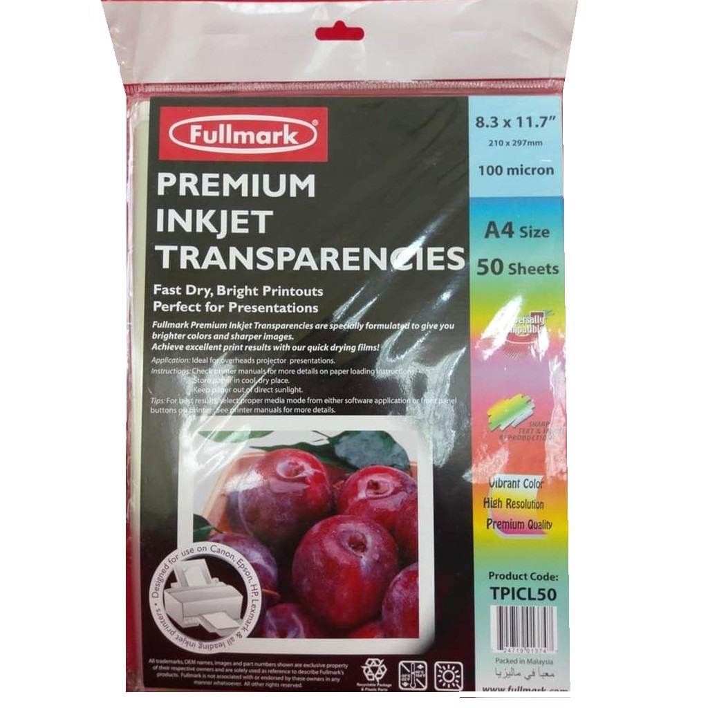 

KERTAS PREMIUM INKJET TRANSPARENCIES A4 FULLMARK