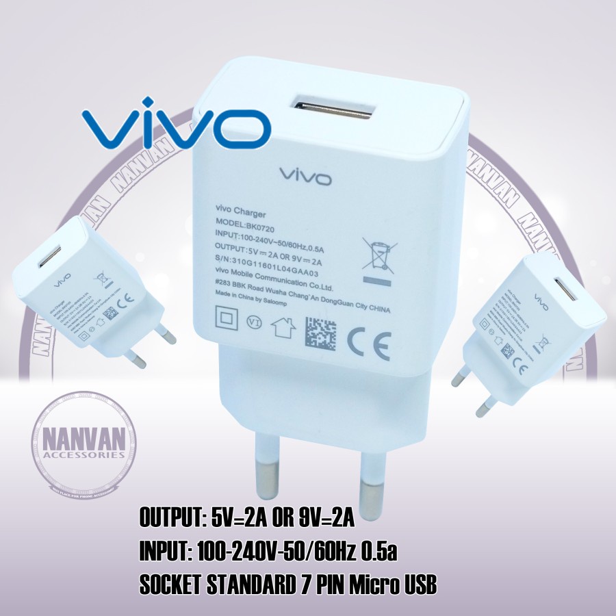 [RO ACC]ORI 99 BK0720 CHARGER VIVO MICRO USB SUPPORT FAST CHARGING 2A