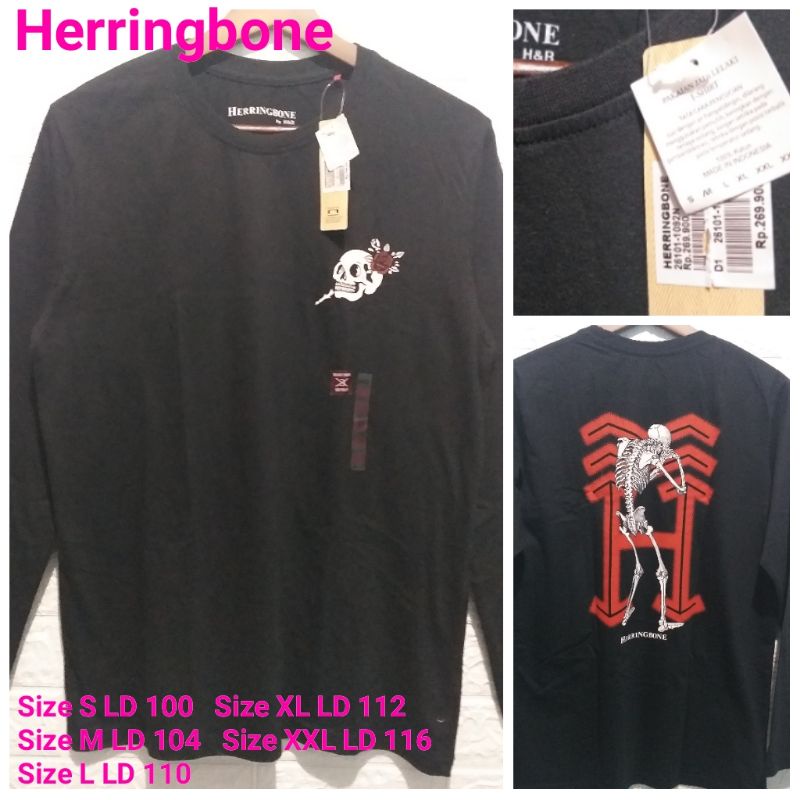 H&R Herringbone - Kaos remaja dewasa lengan panjang