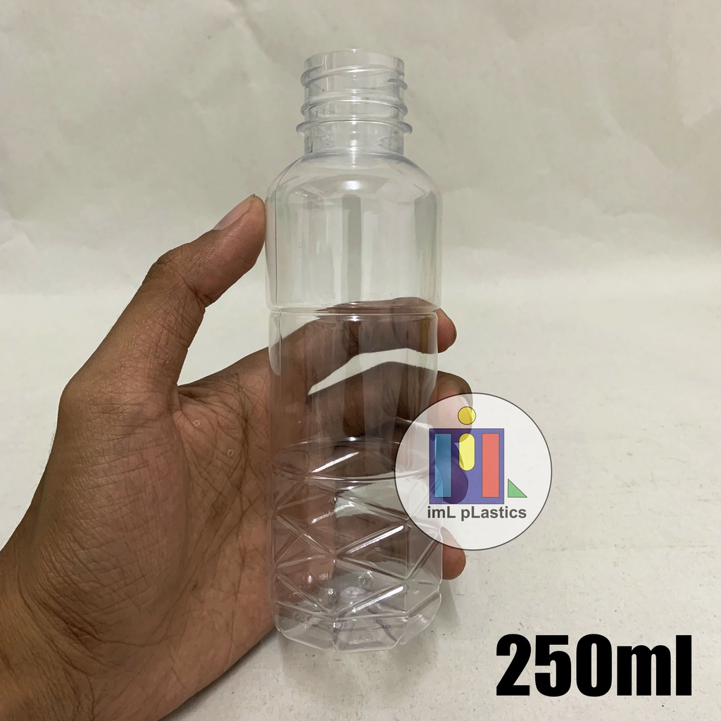 Botol SQUARE / Botol Plastik Kekinian 250 ml / LN - 1 pcs