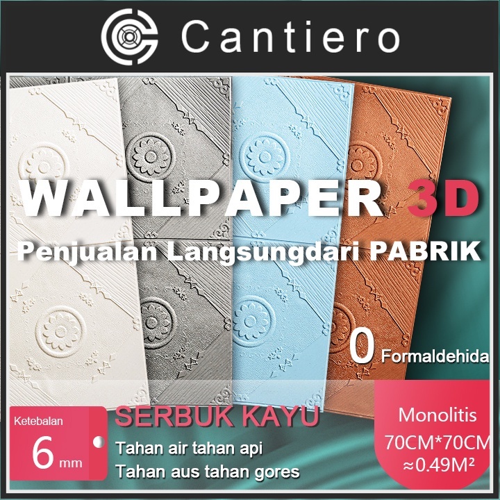 Self-Adhesive 3D Tiga Dimensi Stiker Dinding Kamar Tidur Wallpaper Ruang Tamu Bergaya Eropa Hangat T