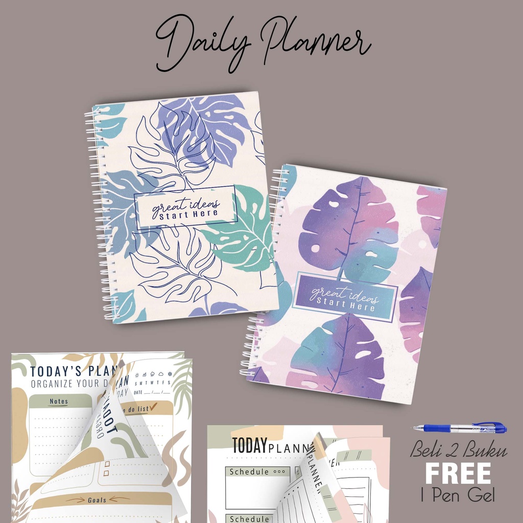 

Artomaringi Daily Planner Note Book A5 Beli 2pcs Gratis Pulpen BCB01