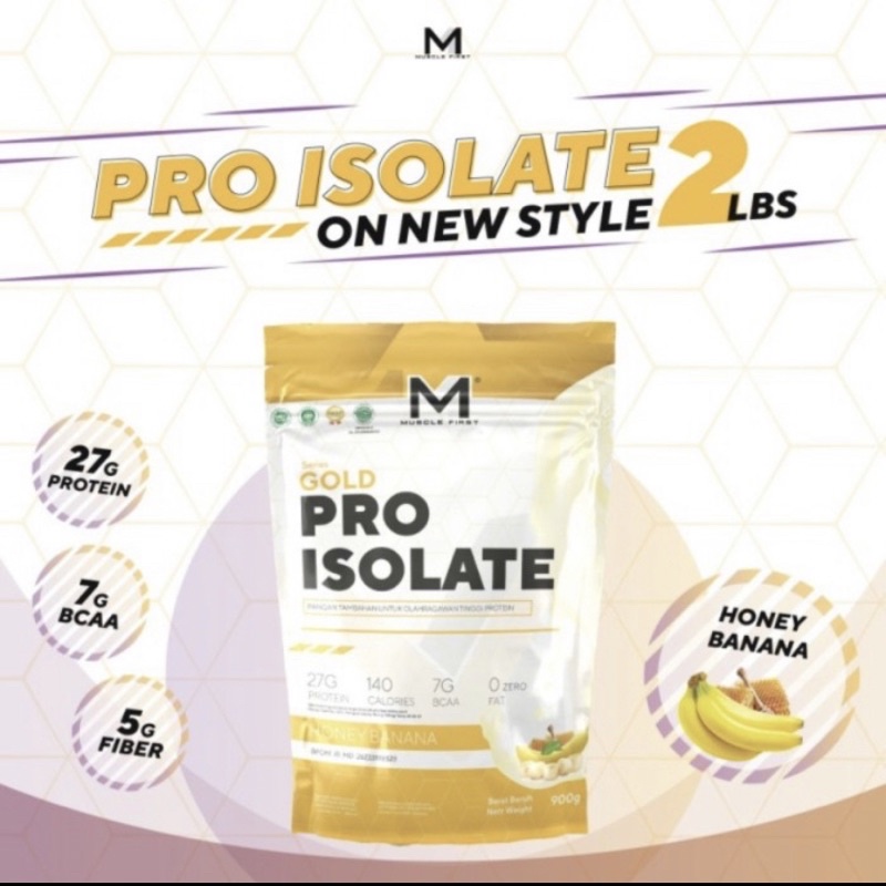 M1 Pro Isolate New style 2 lb 900gr Suplement Whey Protein Muscle First - Honey Banana