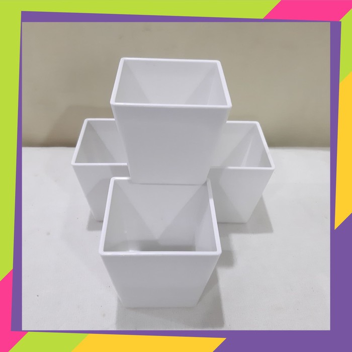 131 Grosir 6 pcs Pot bunga melamin putih - Pot bunga Artificial 8807