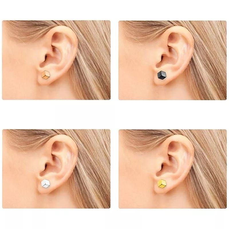 Anting Barbel Titanium Hitam dan Silver Pria dan Wanita