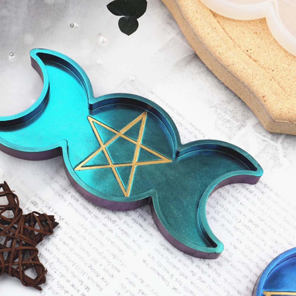 Lanfy Cetakan Silikon Buatan Tangan Kristal Matahari Fase Bulan Kotak Moon Silicone Pentagram Ornaments