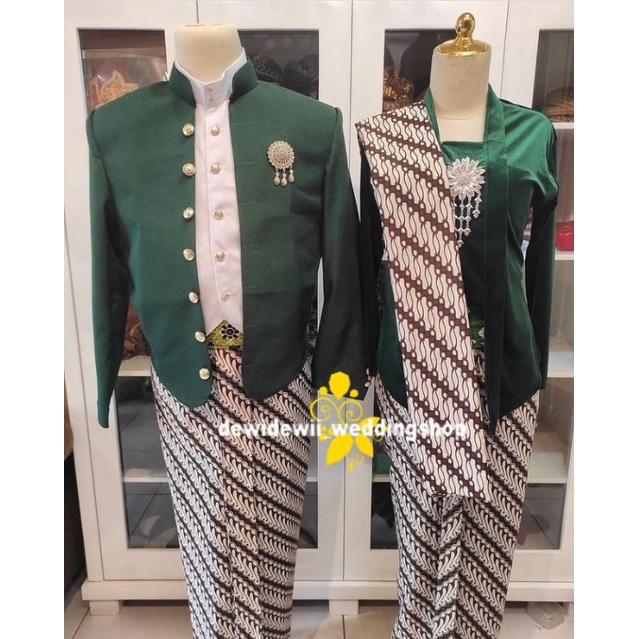 Baju Prewed/ Baju Couple Adat Jawa/ Hewes Hijau (+ Selendang)