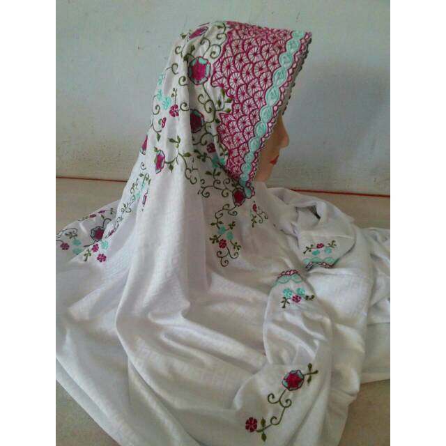 Mukena Terusan Semi Sutra bordir