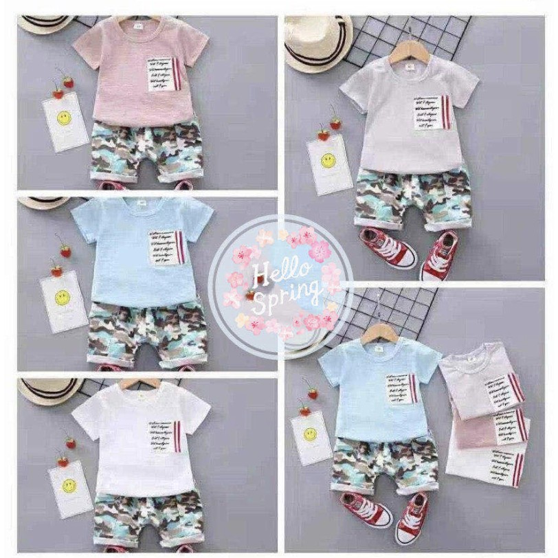 babyfit G1 ARMYS baju  setelan anak  cowok  oblong import  