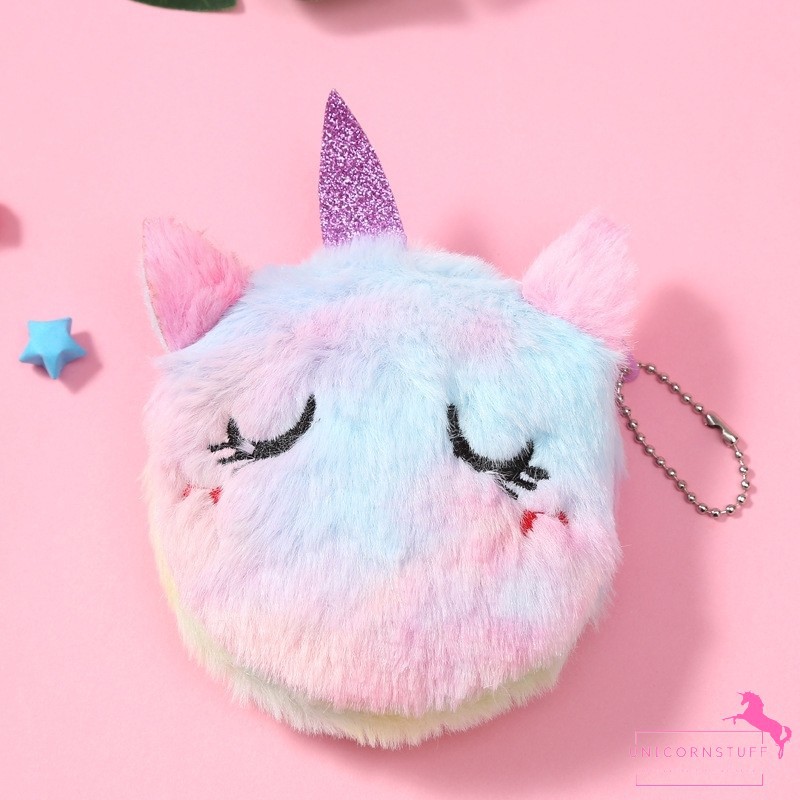 Tempat Dompet Koin Unicorn Bahan Bulu Halus Anak Kado Perempuan