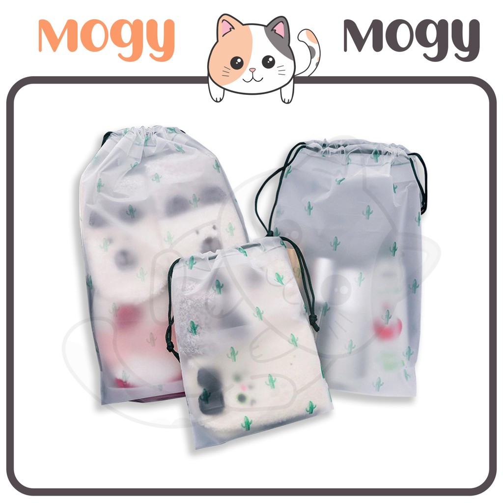 MOGYMOGY HL0072 Pouch Transparan Motif Karakter Tas Serut Travel Storage Bag Make Up Organizer Anti Air