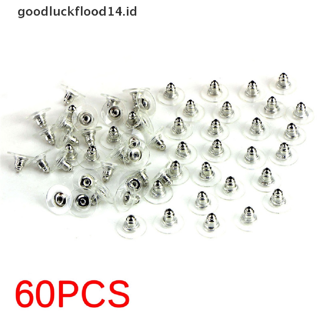 60pcs / Set Anting Tusuk Warna Silver / Gold Untuk Perhiasan