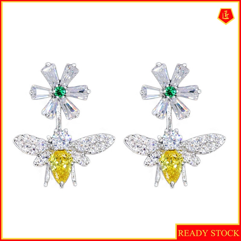 [Ready Stock]Female Luxurious Style Little Bee Flower Stud Earrings