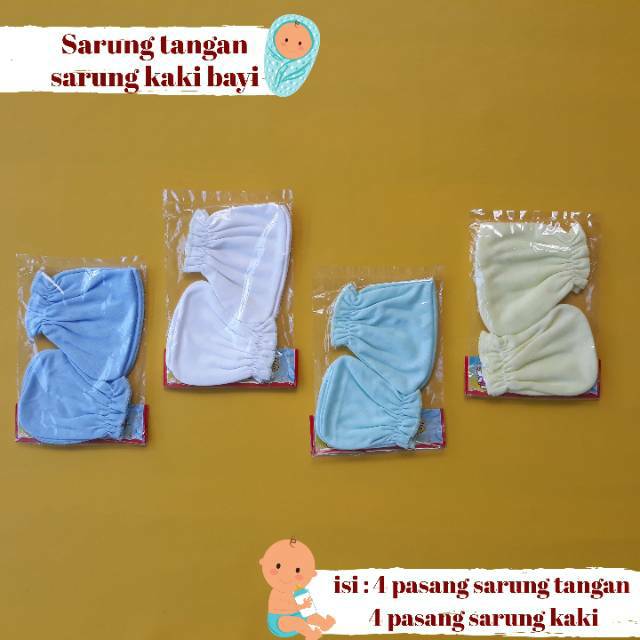 4 pasang sarung tangan dan 4 pasang sarung kaki bayi