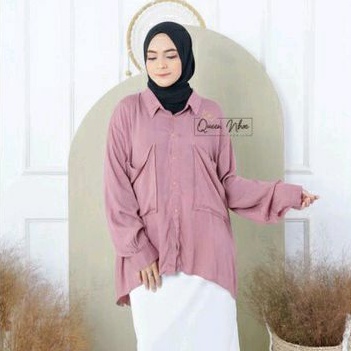 KEMEJA WANITA OVERSIZE RAYON CRINKLE PREMIUM BIJOU