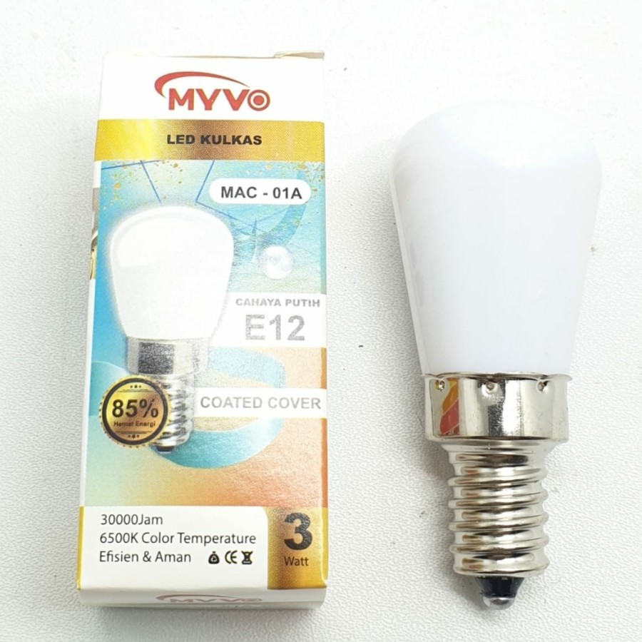 Lampu Led Kulkas MYVO 3Watt Cahaya Putih MAC-01 3W Putih Bohlam Fiting E12 &amp; E14 Awet 220v Lemari es