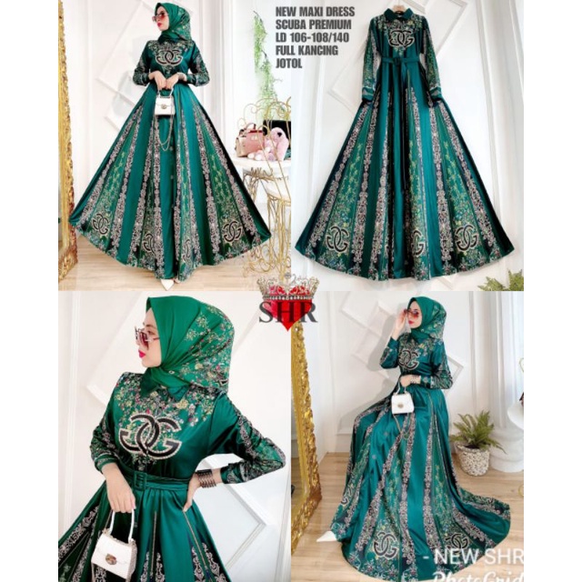 COD !! NEW SHR 100% ORI DRESS MAXI GURAME SCUBA PREMIUM CH BUSUIsyahira-5