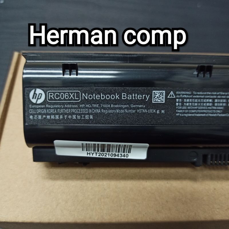 Original Baterai Laptop/NoteBook HP RC06 RC06XL HSTNN-UB3K, HSTNN-W84C, HSTNN-YB3K