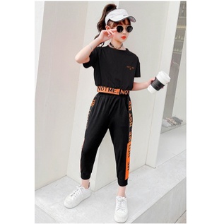 Girlset crop not me LENGAN PENDEK BAJU SETELAN STELAN ANAK PEREMPUAN CEWEK TANGGUNG IMPORT KOREAN STYLE