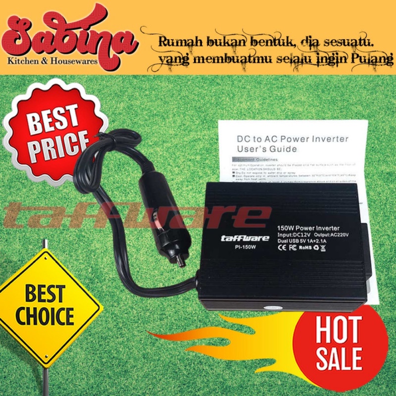 Power Inverter Mobil 2 USB Port Merubah Arus DC 12V To AC 220V 150W