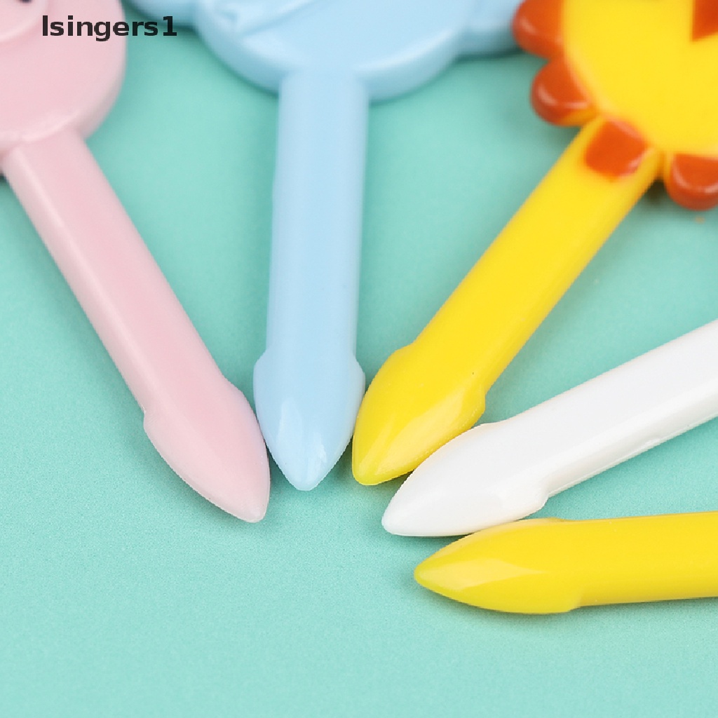 (lsingers1) 10pcs Garpu Buah / Kue / Dessert Mini Motif Kartun Hewan Untuk Anak