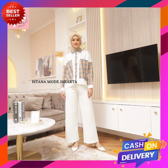 Kemeja Wanita Bigsize Jumbo Besar Oversize Korea Terbaru Cewek Hem Uni Afi - Ec - Kemeja Flanel Keme